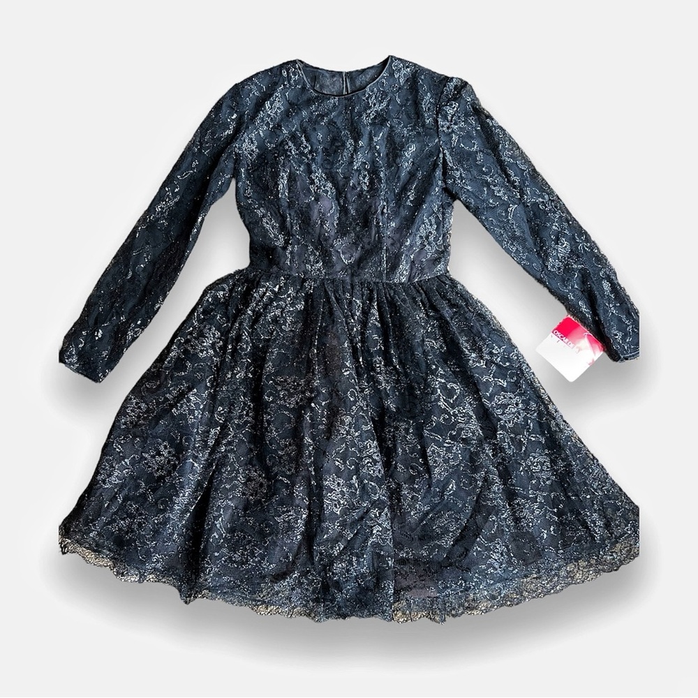 (NWT!) Vtg OSCAR DE LA RENTA STUDIO Black Long Sleeve Cocktail Dress Petticoat